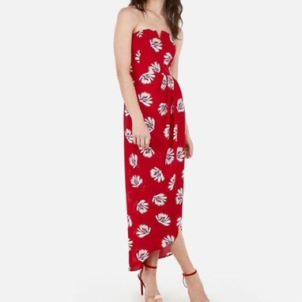 EXPRESS size 00 strapless dress with leg slit